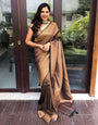 Demure Black Soft Silk Saree With Diaphanous Blouse Piece