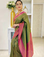 Ideal Green Soft Silk Saree With Beauteous Blouse Piece