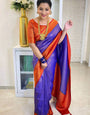 Verdant Royal Blue Soft Silk Saree With Captivating Blouse Piece