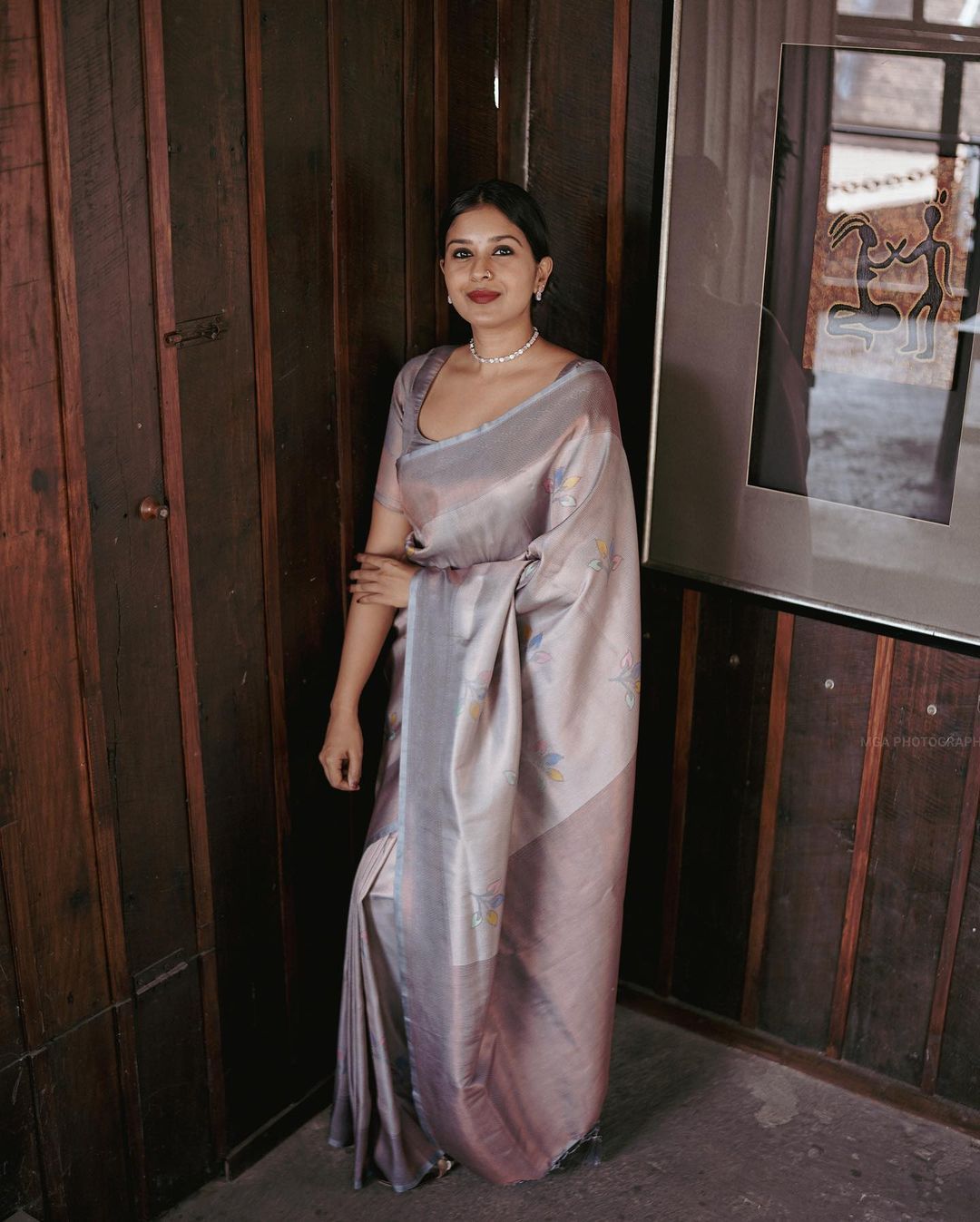 Preferable Grey Soft Silk Saree With Flameboyant Blouse Piece