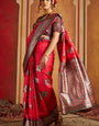 Forbearance Dark Pink Pure Zari Weaving Banarasi Silk Saree With Breathtaking Blouse Piece