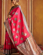 Blissful Magenta Pure Zari Weaving Banarasi Silk Saree With Susurrous Blouse Piece