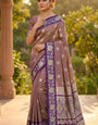 Gorgeous Brown Pure Zari Weaving Banarasi Silk Saree With Ineffable Blouse Piece