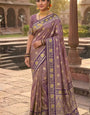 Conflate Lavender Pure Zari Weaving Banarasi Silk Saree With Refreshing Blouse Piece