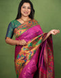Flattering Magenta Paithani Silk Saree With Glittering Blouse Piece