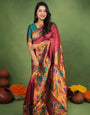 Evocative Maroon Paithani Silk Saree With Palimpsest Blouse Piece