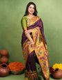 Evanescent Purple Paithani Silk Saree With Artistic Blouse Piece