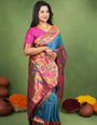 Incomparable Rama Paithani Silk Saree With Transcendent Blouse Piece