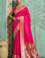 Alluring Dark Pink Paithani Silk Saree With Devastating Blouse Piece