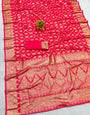 Desuetude Dark Pink Pure Zari Weaving Banarasi Silk Saree With Captivating Blouse Piece