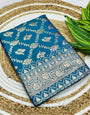 Engaging Firozi Pure Zari Weaving Banarasi Silk Saree With Sempiternal Blouse Piece