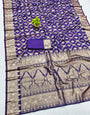 Desirable Purple Pure Zari Weaving Banarasi Silk Saree With Chatoyant Blouse Piece