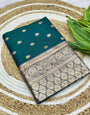 Amiable Rama Pure Zari Weaving Banarasi Silk Saree With Enamoring Blouse Piece