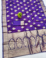Engrossing Purple Pure Zari Weaving Banarasi Silk Saree With Lassitude Blouse Piece
