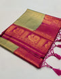 Alluring Green Kanjivaram Silk Saree With Vivacious Blouse Piece