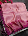 Pulsating Pink Kanjivaram Silk Saree With Unequalled Blouse Piece