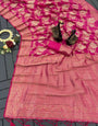 Enigmatic Dark Pink Soft Banarasi Silk Saree With Desirable Blouse Piece