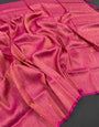 Inimitable Dark Pink Kanjivaram Silk Saree With Elegant Blouse Piece