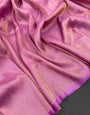 Eclat Pink Kanjivaram Silk Saree With Luminous Blouse Piece