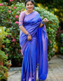 Aplomb Royal Blue Kanjivaram Silk Saree With Grandiose Blouse Piece