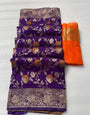 Alluring Purple Soft Banarasi Silk Saree With Ethereal Blouse Piece