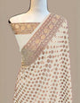 Pulsating Beige Soft Banarasi Silk Saree With Winsome Blouse Piece