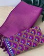 Enchanting Purple Kanjivaram Silk Saree With Two Exquisite Blouse Piece