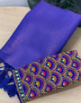 Ornate Royal Blue Kanjivaram Silk Saree With Two Most Flattering Blouse Piece