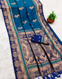 Desiring Blue Paithani Silk Saree With Fugacious Blouse Piece
