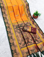 Scrupulous Yellow Paithani Silk Saree With Evanescent Blouse Piece
