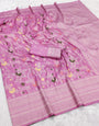 Quintessential Baby Pink Pashmina Saree With Supernal Blouse Piece