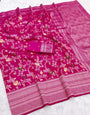 Exuberant Dark Pink Pashmina Saree With Twirling Blouse Piece