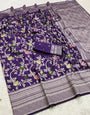 Surreptitious Purple Pashmina Saree With Enigmatic Blouse Piece