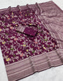 Sophisticated Wine Pashmina Saree With Ephemeral Blouse Piece