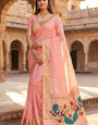 Invaluable Baby Pink Paithani Silk Saree With Enticing Blouse Piece