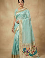Panache Sky Paithani Silk Saree With Mesmeric Blouse Piece
