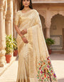 Enticing Beige Paithani Silk Saree With Lovely Blouse Piece