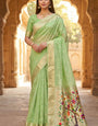 Moiety Pista Paithani Silk Saree With Excellent Blouse Piece