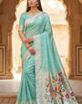 Pulsating Sky Paithani Silk Saree With Opulent Blouse Piece