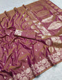 Ethnic Purple Soft Banarasi Silk Saree With Rhapsody Blouse Piece