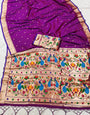 Prettiest Purple Paithani Silk Saree With Most Smashing Blouse Piece