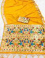 Evanescent Yellow Paithani Silk Saree With Eclat Blouse Piece