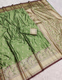 Eclat Green Soft Banarasi Satin Silk Saree With Surpassing Blouse