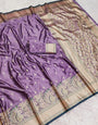 Radiant Lavender Soft Banarasi Satin Silk Saree With Lassitude Blouse
