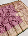 Glowing Pink Soft Banarasi Satin Silk Saree With Dalliance Blouse