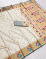 Bucolic Off White Paithani Silk Saree With Scintilla Blouse Piece