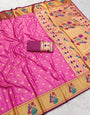 Effulgent Pink Paithani Silk Saree With Majesty Blouse Piece