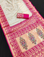 Stunning Beige Paithani Silk Saree With Fairytale Blouse Piece