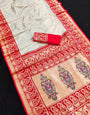 Energetic Beige Paithani Silk Saree With Winsome Blouse Piece