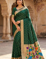 Ravishing Dark Green Paithani Silk Saree With Eye-catching Blouse Piece
